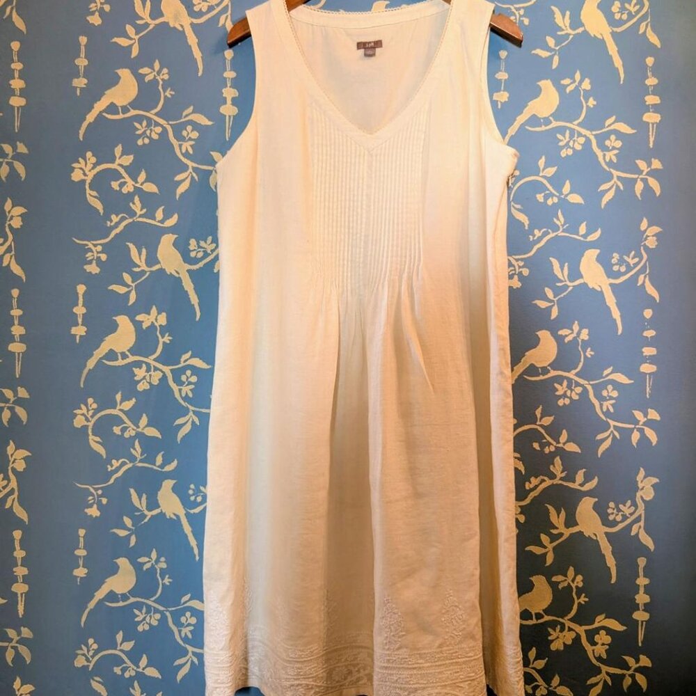 JJill White Cotton Embroidered Summer Dress